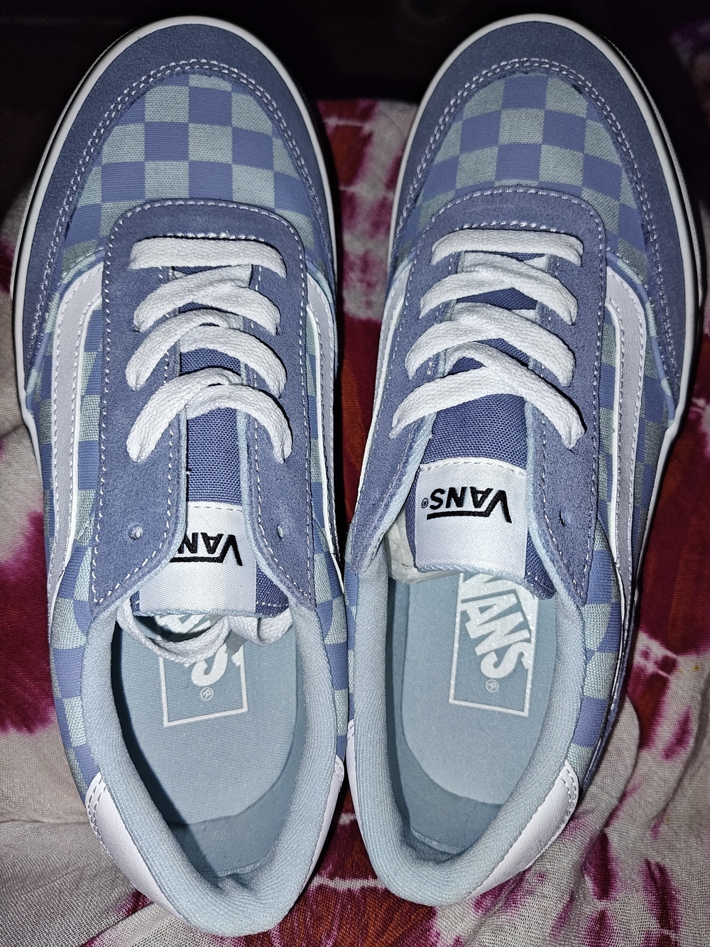 Vans Checkerboard Low-Top Sneakers in Lavender and Light Blue
